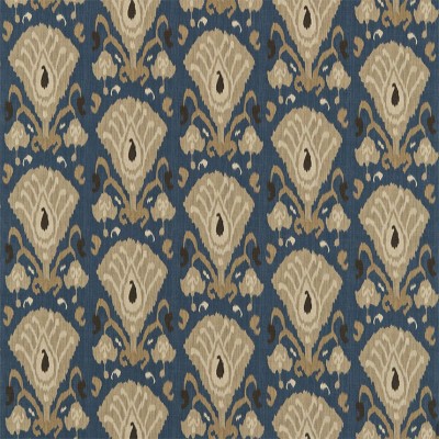Фото Ткань портьерная с рисунком - Орнамент - стиль Английский - Синий - Купить в Интернет-магазине