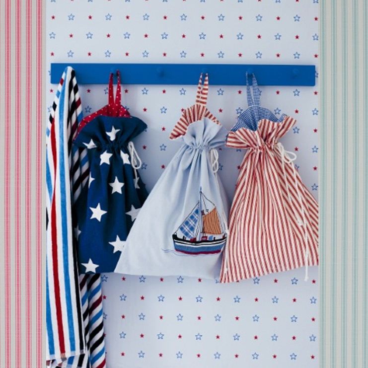 Фото Ткань портьерная с рисунком - Полоски - стиль Английский - Синие - Купить в Интернет-магазине