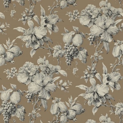 Фото Обои с рисунком - Цветы - стиль Английская классика - Коричневые - Купить в Интернет-магазине
