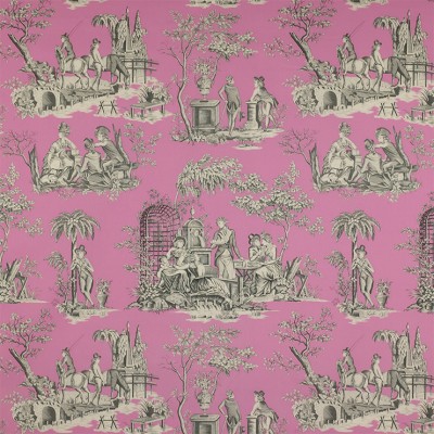 Фото Ткань портьерная с рисунком - Туаль - стиль Английский - Розовая - Купить в Интернет-магазине
