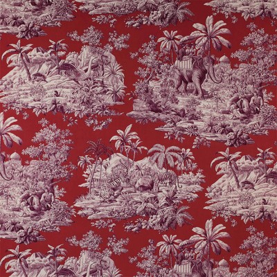 Фото Ткань портьерная с рисунком - Туаль - стиль Английский - Красная - Купить в Интернет-магазине