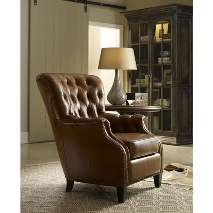 Фото Кресло обитое - стиль Американская классика - Для гостиной - удобное кресло производства США - Hooker - Harrison leather - Купить в Интернет-магазине