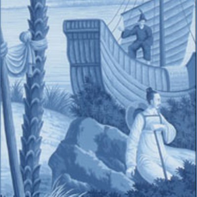 Фото Обои с рисунком - Туаль - стиль Английская классика - Синие - Купить в Интернет-магазине