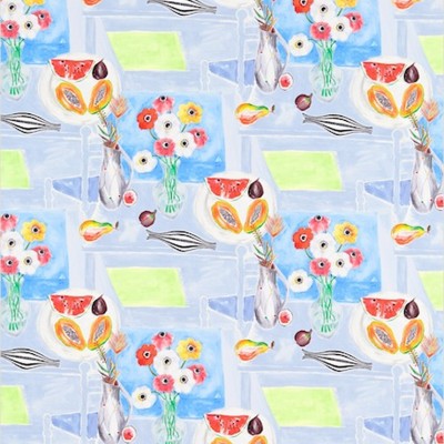 Фото Ткань портьерная с рисунком - Крупный декор - стиль Английский - Голуба - Купить в Интернет-магазине