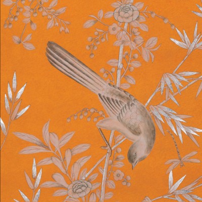 Фото Обои тканевые - Крупный декор - стиль Английская классика - Оранжевые - Купить в Интернет-магазине