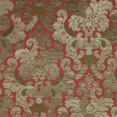 Фото Ткань портьерная с рисунком - Дамаск - стиль Английский - Красный - Купить в Интернет-магазине