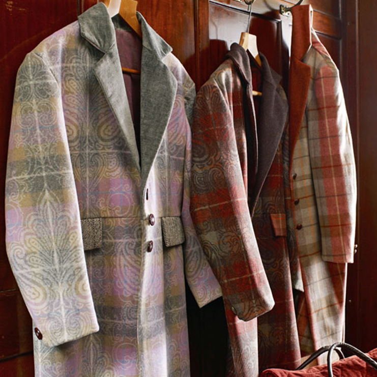 Фото Ткань портьерная с рисунком - Клетка - стиль Английский - Голуба - Купить в Интернет-магазине