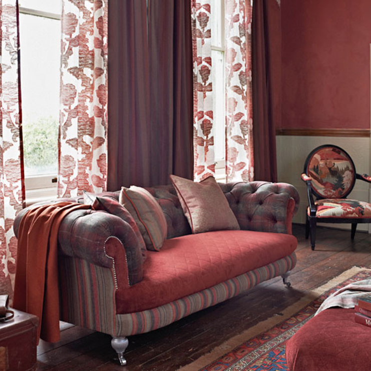 Фото Ткань портьерная с рисунком - Полоски - стиль Английский - Кремовые - Купить в Интернет-магазине