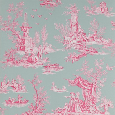 Фото Обои с рисунком - Туаль - стиль Английская классика - Бирюзовые - Купить в Интернет-магазине
