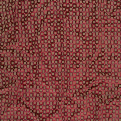 Фото Ткань портьерная с рисунком - Клетка - стиль Современный - Красная - Купить в Интернет-магазине