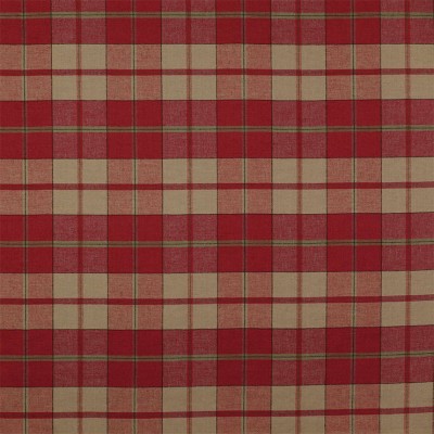 Фото Ткань портьерная с рисунком - Клетка - стиль Английский - Красная - Купить в Интернет-магазине
