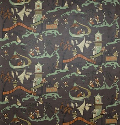 Фото Ткань портьерная с рисунком - Туаль - стиль Английский - Коричневая - Купить в Интернет-магазине