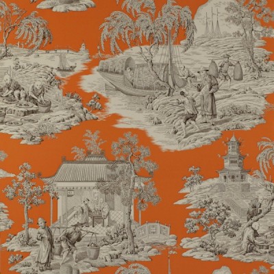 Фото Обои с рисунком - Туаль - стиль Английская классика - Оранжевые - Купить в Интернет-магазине