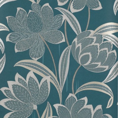 Фото Обои с рисунком - Цветы - стиль Современный - Бирюзовые - Купить в Интернет-магазине