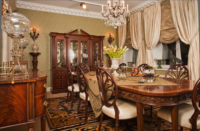 Английский стиль в интерьере столовой